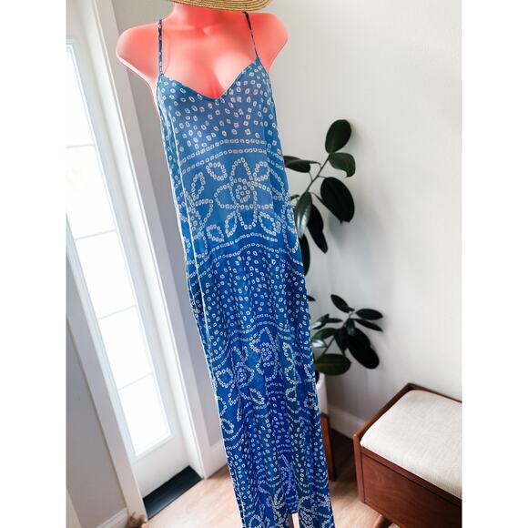 Santorini Sunsets & Ocean Whimsy flowy printed drapey maxi dress with pockets - Picture 6 of 6